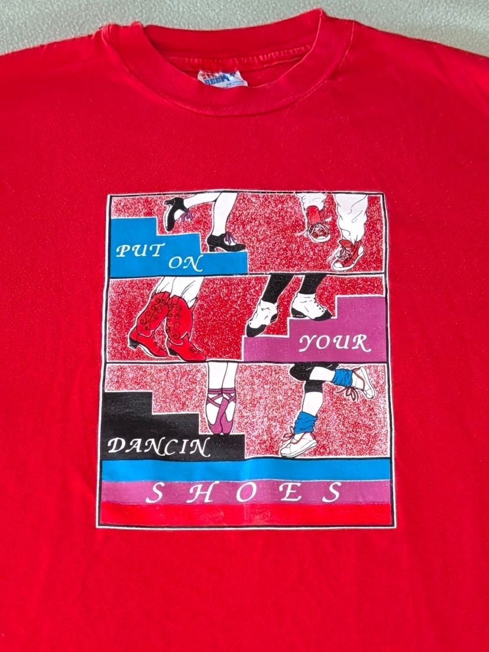 Vintage Hanes Beefy 80s Pop Art Graphic Dance Music Single Stitch Large T Shirt